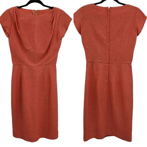 Vtg 60's Elegant Miss Textured Coral Metallic Sparkle Blouson Hostess Dress Sz S - Picture 1 of 10